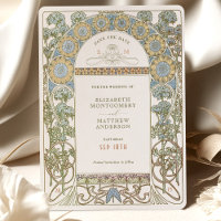 Save the Date Vintages Jugendstil von Mucha Einlad