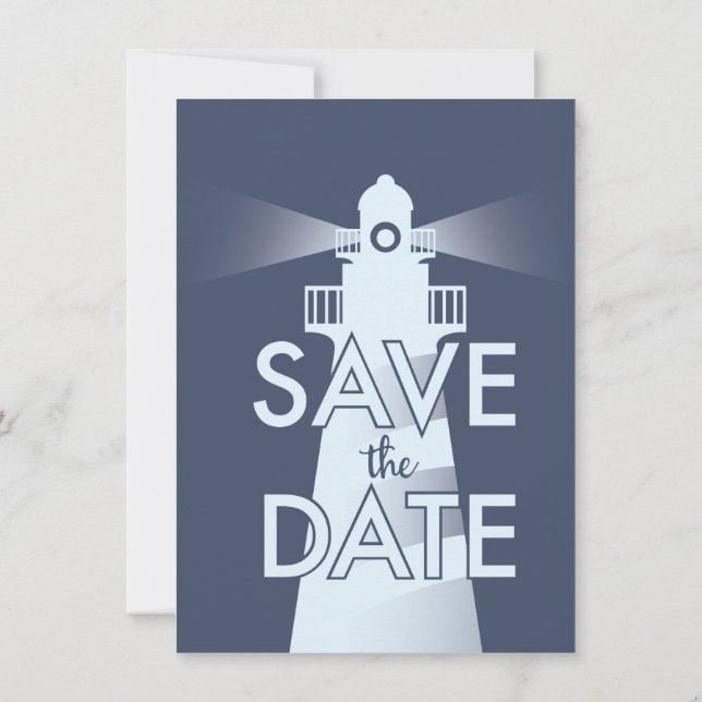Save the Date Vintages Leuchtturm Einladung (Rückseite)