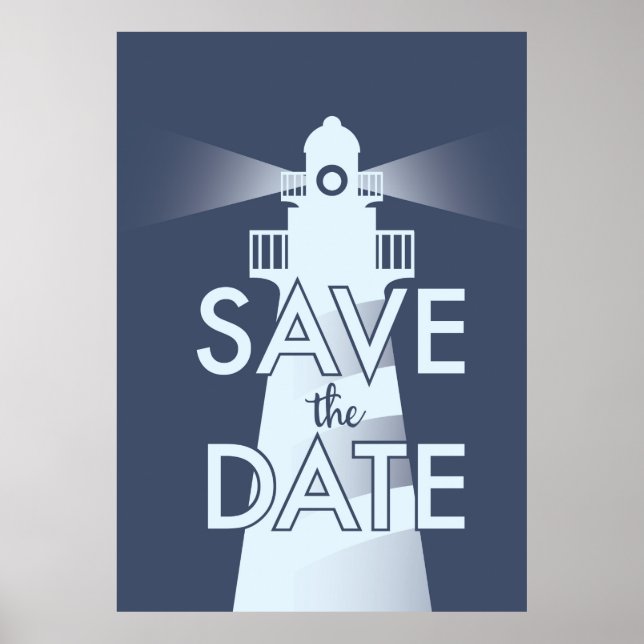 Save the Date Vintages Leuchtturm Poster (Vorne)