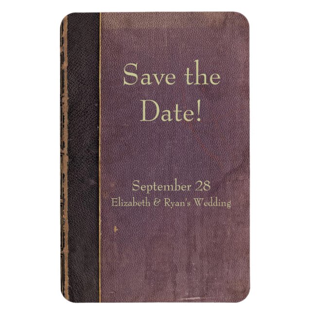 Save the Date Vintages Lila Buchmagnet Magnet (Vertikal)