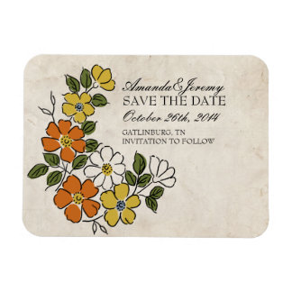 Save the Date Vintages Orange und Gelb Magnet