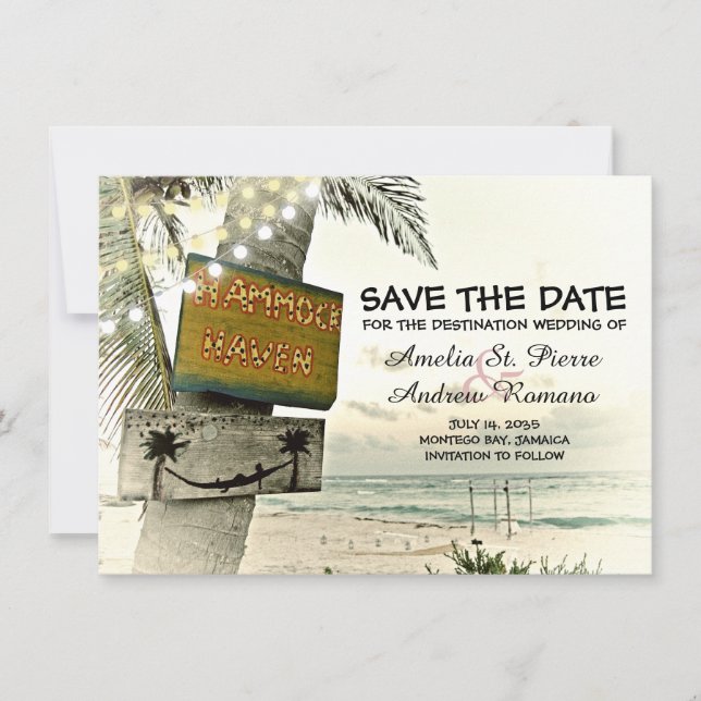 Save the Date Vintages Romantisches Strandziel (Vorderseite)