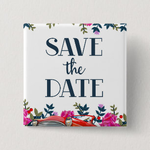 Save the Date Vintages Rotes Auto Button