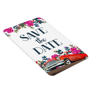Save the Date Vintages Rotes Auto Magnet