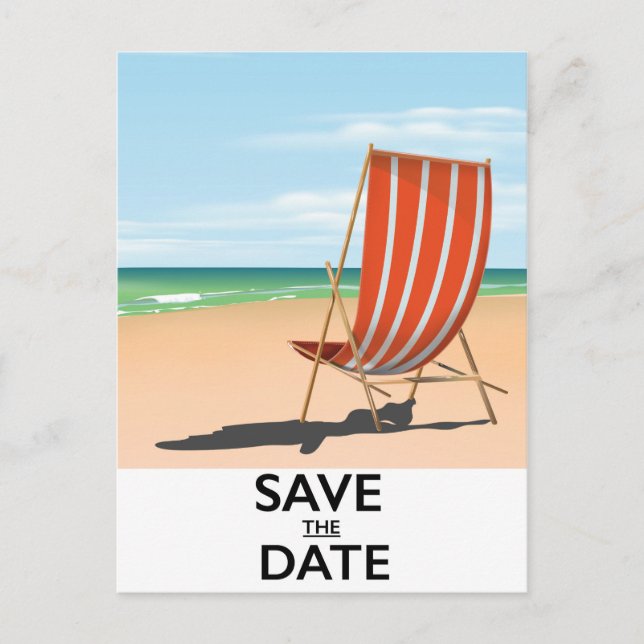 Save the Date Vintages Strandposter Ankündigungspostkarte (Vorderseite)