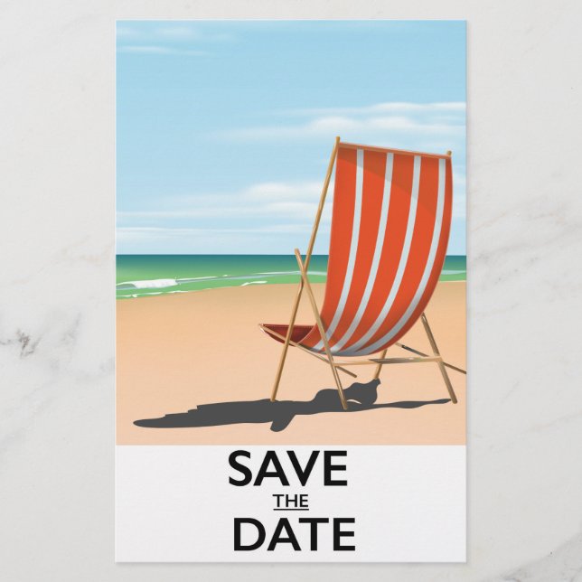Save the Date Vintages Strandposter Briefpapier (Vorderseite)