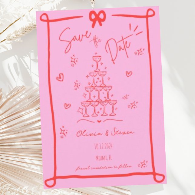 Save the Date von Hand gezeichneter Bow-Skript Einladung (Von Creator hochgeladen)