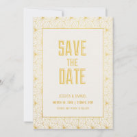 Save the Date von White Geometric Art Deco