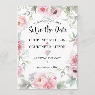Save the Date Watercolor-rosa Rosen-Blumen