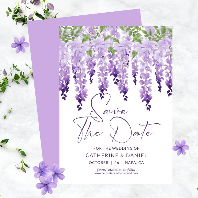 Save the Date Watercolor Wisteria Lilac Wedding (Von Creator hochgeladen)