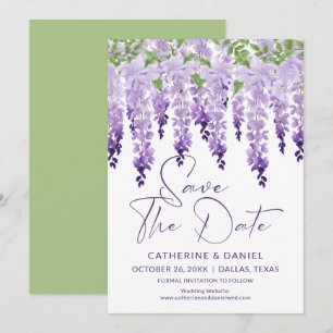 Save the Date Watercolor Wisteria Lilac Wedding