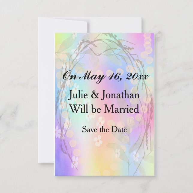Save the Date Wedding Announcement Rainbow Colors (Vorderseite)