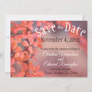 Save The Date Wedding Autumn Leaves Framing Bokeh Ankündigung
