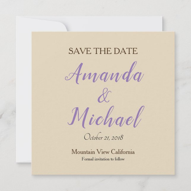 Save the Date Wedding Beige Klassik Minimalistisch (Vorderseite)