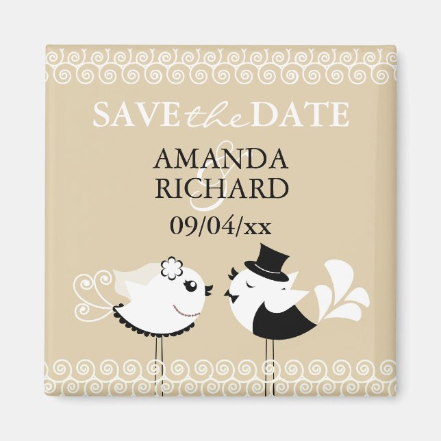 Save the Date Wedding Birds Magnet (Vorne)