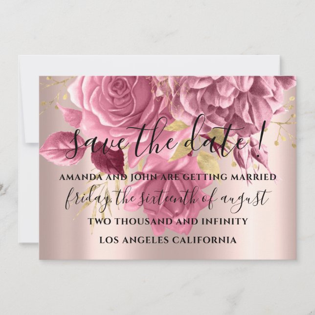 Save the Date Wedding Bride Pink Gold Rose (Vorderseite)