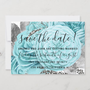 Save the Date Wedding Bride Rose Aqua