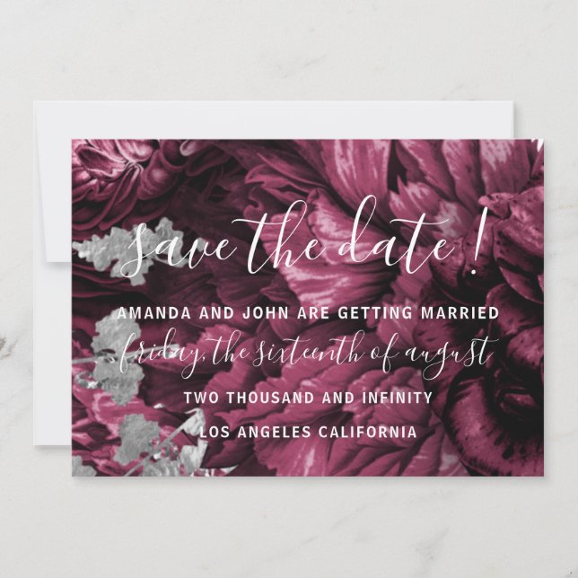 Save the Date Wedding Bride Rose Burgundy (Vorderseite)
