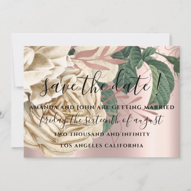 Save the Date Wedding Bride Rose Creamy MintGreen (Vorderseite)