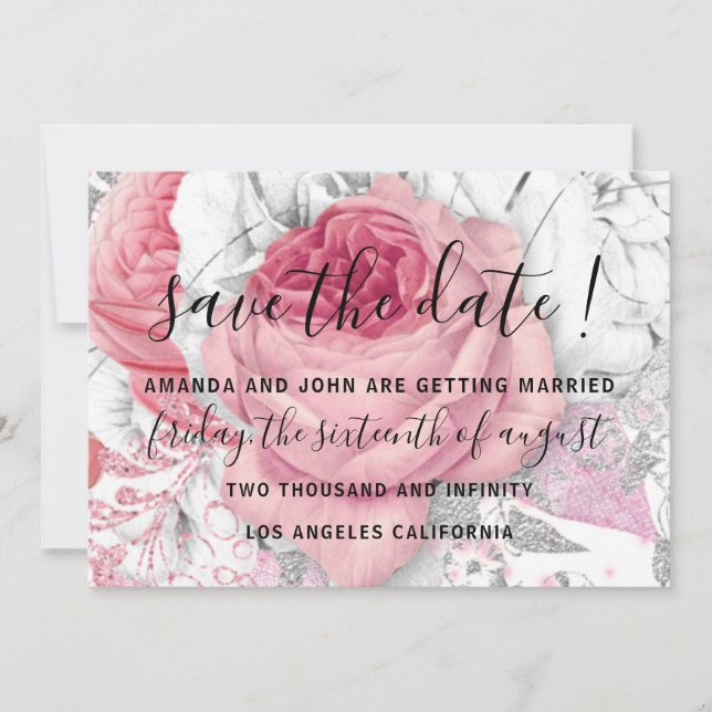 Save the Date Wedding Bride Rose PinK White (Vorderseite)