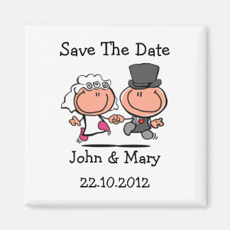 Save the Date Wedding Couple Cartoon Magnet