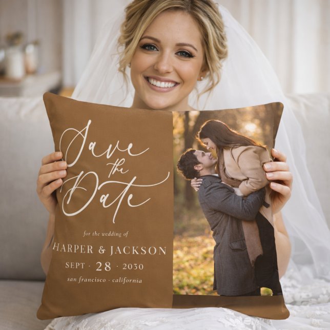 Save the Date Wedding Custom Photo Kissen (Von Creator hochgeladen)
