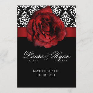 Save the Date Wedding Damask Rote Rose