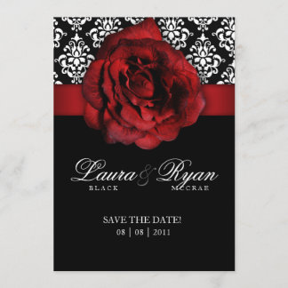 Save the Date Wedding Damask Rote Rose