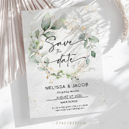 Save the Date Wedding Floral Minimalistisch Green Einladung