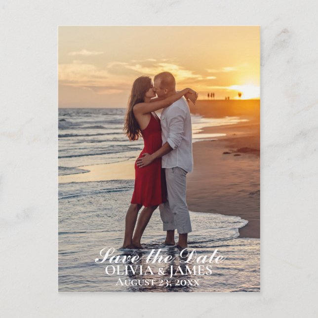 Save the Date Wedding Foto Ankündigungspostkarte (Vorderseite)