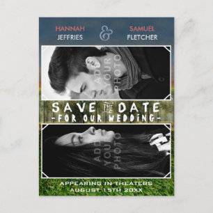 Save the Date Wedding Foto Movie Poster Thema Ankündigungspostkarte