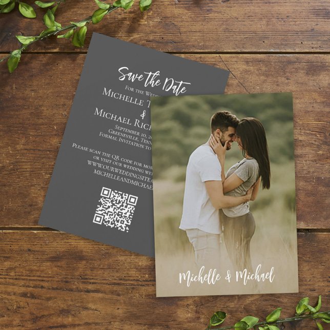 Save the Date Wedding Foto Simple Elegant QR Code (Von Creator hochgeladen)
