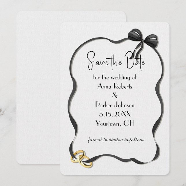 Save the Date Wedding Frame On White Einladung (Vorne/Hinten)