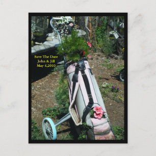 Save the Date Wedding Golf Cart Blume Postkarte