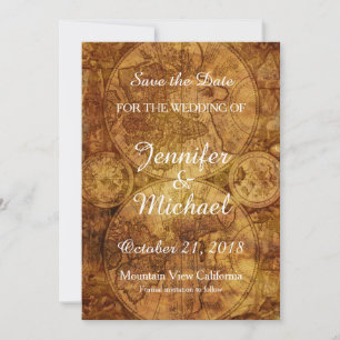 Save the Date Wedding Gray Vintag Retro Alte Karte