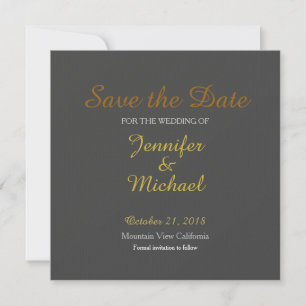 Save the Date Wedding Handwriting Laid Gray Gold