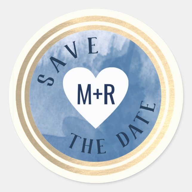 'Save the date' wedding heart monogrammed Runder Aufkleber (Vorderseite)