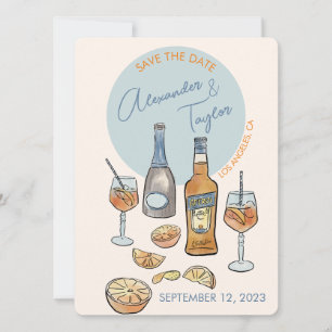 Save the Date Wedding Italian spritz Orange