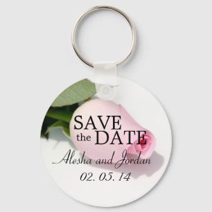 Save the Date Wedding Key Chains Pink Rose Schlüsselanhänger