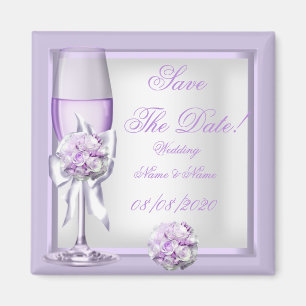 Save the Date Wedding Lavender Lila Lilac 3 Magnet
