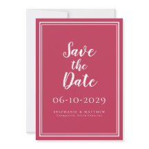 Save the Date Wedding Magenta Red Simple Modern