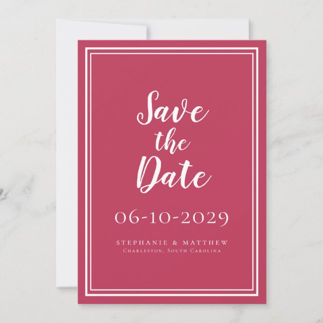 Save the Date Wedding Magenta Red Simple Modern (Vorderseite)