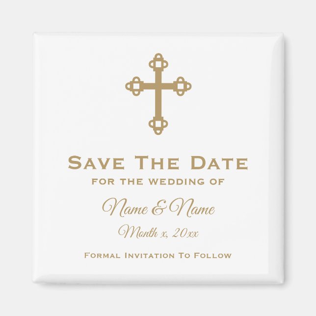 Save the Date Wedding Magnet : Religiöses Kreuz (Vorne)