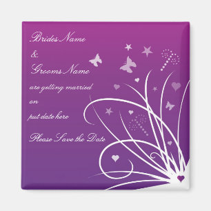 Save the Date Wedding Magneten - lila Magnet