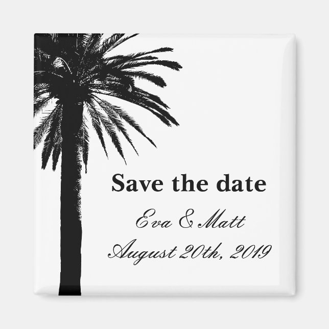 Save the date wedding magnets with palm tree image magnet (Vorne)
