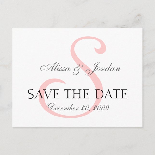 Save the Date Wedding Monogram Announcement Card Ankündigungspostkarte (Vorderseite)