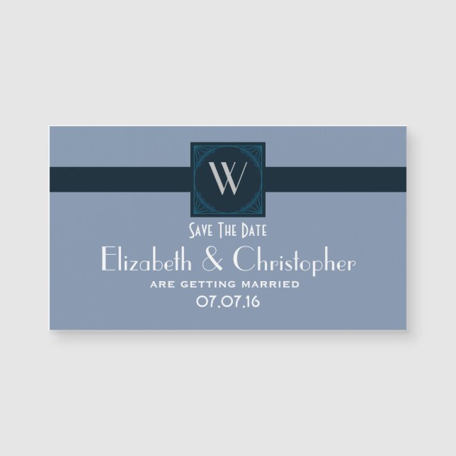 Save the Date Wedding Monogram Initial Magnetkarte (Vorderseite)