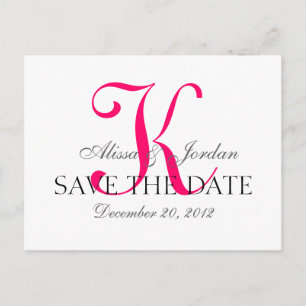 Save the Date Wedding Monogramm-Mitteilungs-Rosa Ankündigungspostkarte