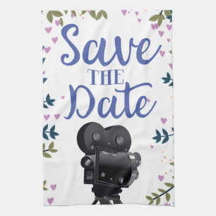 Save the Date Wedding Movie Camera Geschirrtuch
