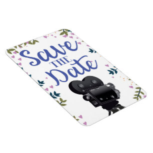 Save the Date Wedding Movie Camera Magnet